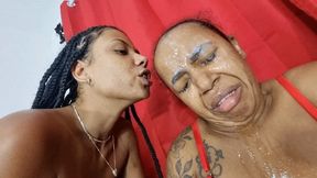 Sexy princesses making a spit puddle on the dwarf slave by Naty, Yohanna and Evil Dwarf Cam Full HD CLIP 3