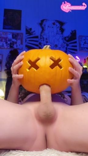 Big Dick Femboy Fucks Pumpkin For Halloween