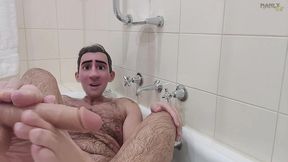 step gay dad - bath buddies - hot house with sexual tension so thick it ends up all over stepdad s sexy toes - manlyfoot