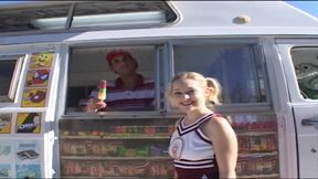 Beautyful wet pussy of cheerleader waits wide open for big penis stuff it