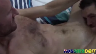 Aussie Hunk Mason Throatfucks Stud Danny Before He Rides Big Cock