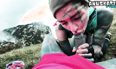 mountainside passion outdoor bang with facial cumshot