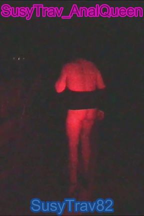 Outdoor Brunette Striptease Slutwalk
