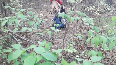 one girl pissed in the forest and how the second girl gave her cunnilingus