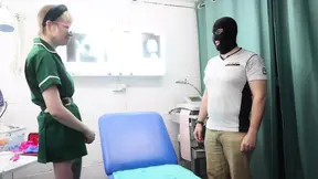 Nurse humiliates submissive male with cock sounding