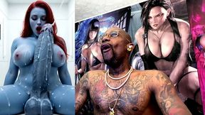 x-men mystique’s large cummy cock cumming all over herself, ai generated