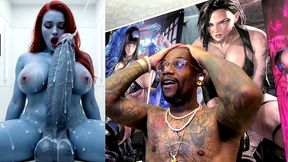 x-men mystique’s large cummy cock cumming all over herself, ai generated