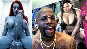 x-men mystique’s large cummy cock cumming all over herself, ai generated