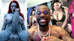 x-men mystique’s large cummy cock cumming all over herself, ai generated