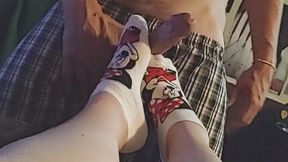 Disney Minnie Mouse Sockjob Ankle Sock Footjob - Yellow Ankle Sock Handjob - Cum