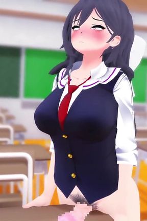 Hikari Futa Desk Masturbation, futa Shemale