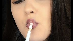 Slow Smoking Seduction Juicy Lips, Slim Cigarette & Smoke Play
