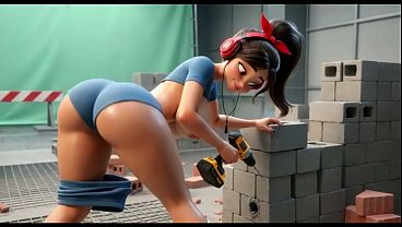 Curvy Builder Babe Strips and Poses Seductively with Drill in Studio Session (AI generated)