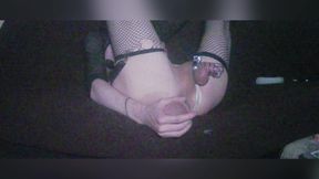 Slut trav fucks her ass with a big toy
