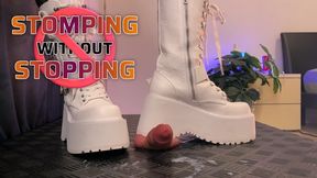 Stomping without Stopping in White Platform Boots (Slave Version) - TamyStarly - Cock Balls Crush Trample, Shoejob, Bootjob, CBT, Ballbusting, Trampling, Stomping