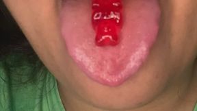 Giantess plays with tiny in her mouth~ (Gummy Vore)