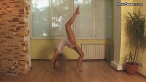 ”First time Alla raises legs up in nude gymnastics”