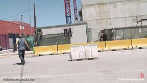 ”Red head big cock banged in public”