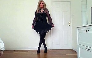 Sexy black dress with no panties