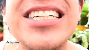 Eating worm gummies in my garden