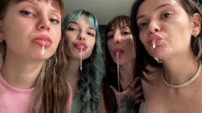 Lots of Spitting (POV) in Your Mouth and Face from Four Girls