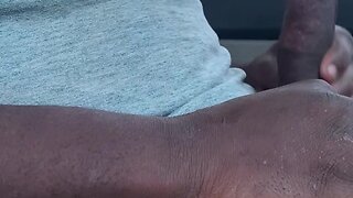 Black men solo masturbating: bbc rubbing big cock in car park