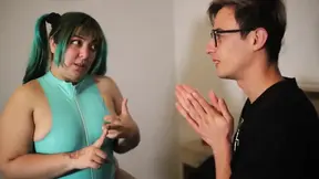 Cosplay cuties Hinata and Miku get their tight coifs sucked and their