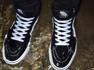 Pissing Skinny Jeans and Brand Recent Vans Sk8 Sneakers
