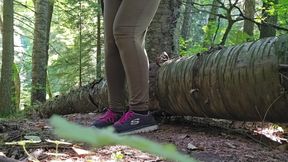 Hiker Pees on a Log