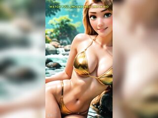 Rapunzel letting her hair down by the waterfall in a shiny bikini. The tower princess is shining brighter than ever! #disney #tangled #rapunzel #flynnrider #disneyedit #shorts #fyp