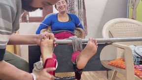 Beautiful Indian Wife’s Oily Feet Get Uncontrollable Tickling ? | Soft Soles Can’t Stop Laughing
