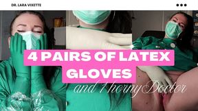Dr. Lara Vixette's Extreme 4-Layer Latex Glove Masturbation: Squirt im Gyn-Stuhl!