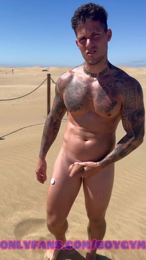 Nude Workout in the Desert, Muscle Wordship Boygym