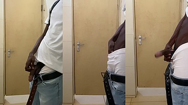 Jerking off my bbc in a public washroom