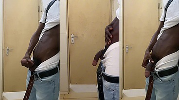 Jerking off my bbc in a public washroom