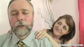 Dirty senior nymphos gang bang young stud with reckless abandon
