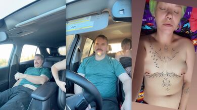 Bloopers his milf wife ate him mid drive cum leaks pussy tears
