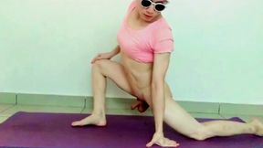 Sissy Nude Yoga Stretching at Home in Random Freestyle Poses