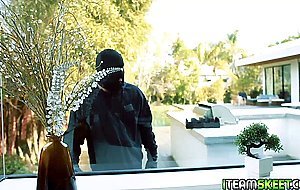 Stud throws Zoe Clark on the couch and tapes her hands