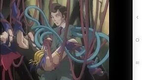 A magical girl is penetrated and creampied while her body is restrained by tentacles.