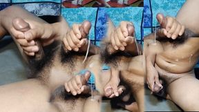 Asian College Boy Wanking Off Big Dick and Cumming Rubbing Cum