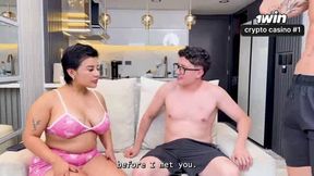 My inexperienced Latina BBW gf was cheating, so I joined them for an mighty 2on1 with a enormous ass and ginormous cock - the hottest homemade BBW three-way ever!