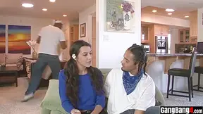 Skinny Latina Teen 18+ Pleases A Bunch Of Big Black Cocks