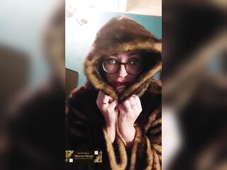 Petite Golden-haired Plays and Smokes in Furs fetish