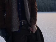 Jerking off on a frozen lake - Vertical 60fps
