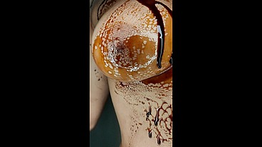 Sexy Erotic 21 Years Old Teen Playing With Her Delicious Boobs & Pussy With Chocolate Syrup Valentine Special