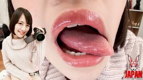 Moe Hazuki's Provocative Mouth Tongue and Saliva POV; Selfie Seduction