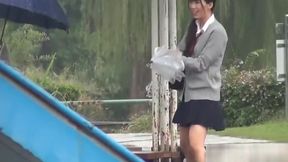 Asian Teen's Park Pee Party - 18+