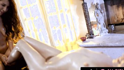 ALL GIRL MASSAGE - Oily Babes Elena Koshka And Bella Rolland Does Hard Scissoring During Massage