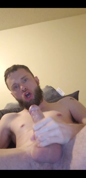 Stroking My Hard Lubed up Cock
